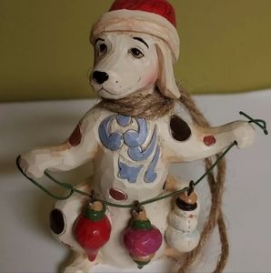 Jim Shore Spotted Dog in Santa Hat Christmas Ornament